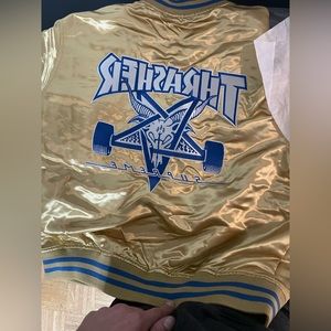 Supreme x Thrasher Gold Satin Varsity Jacket L